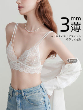 【ノンワイヤー】軽い着け心地！ダブルストラップ総レースブラ＆ショーツ