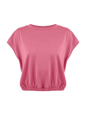 コットン100％ クロップド丈 半袖Tシャツ