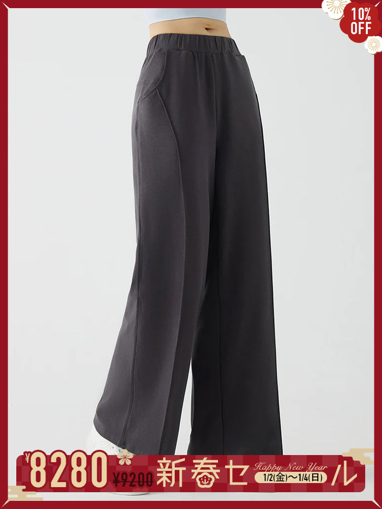 冬用 保温 ゆったり ワイドパンツ 裏起毛