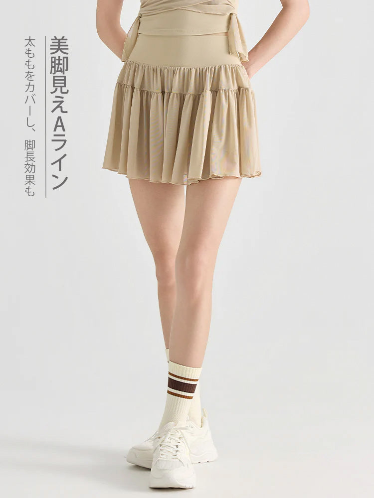 ハイウエスト プリーツ テニススカート インナー付き ポケット付き