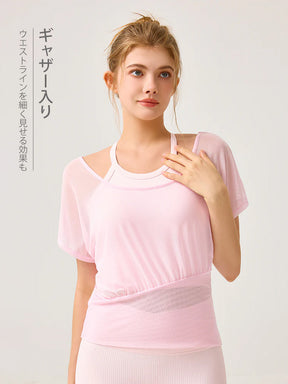 吸湿速乾 スポーツブラ+半袖メッシュTシャツセット