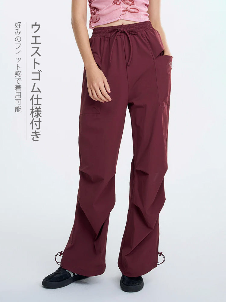カジュアル ウエストゴム ワイドカーゴパンツ
