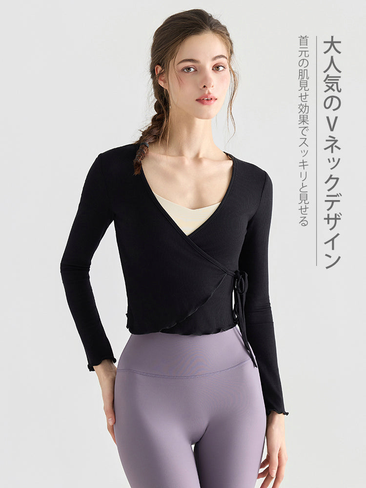 フリルカフス 速乾 羽織り ヨガトップ