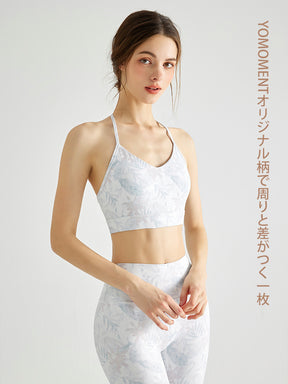 【予約出品　9月末入荷予定】プリント柄 背中見せ ホルターネック スポーツブラ
