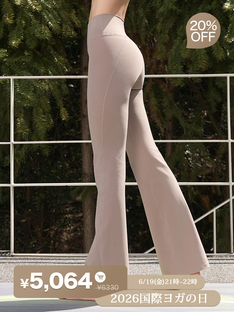 N66LYCRA®素材 美尻 ハイウエスト フレアレギンス