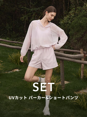 「上下セット」夏用 UVカット パーカー+ショートパンツ