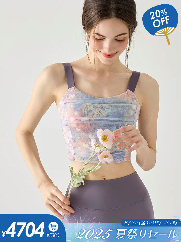メッシュ タイダイ柄 パッド付きブラトップ