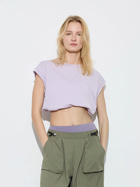 コットン100％ クロップド丈 半袖Tシャツ