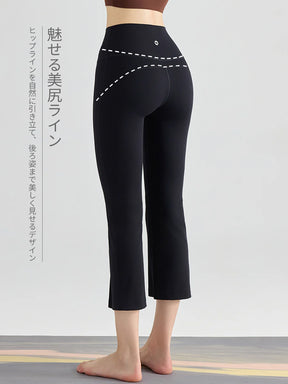 美尻 小柄向け フレアレギンス 8分丈　