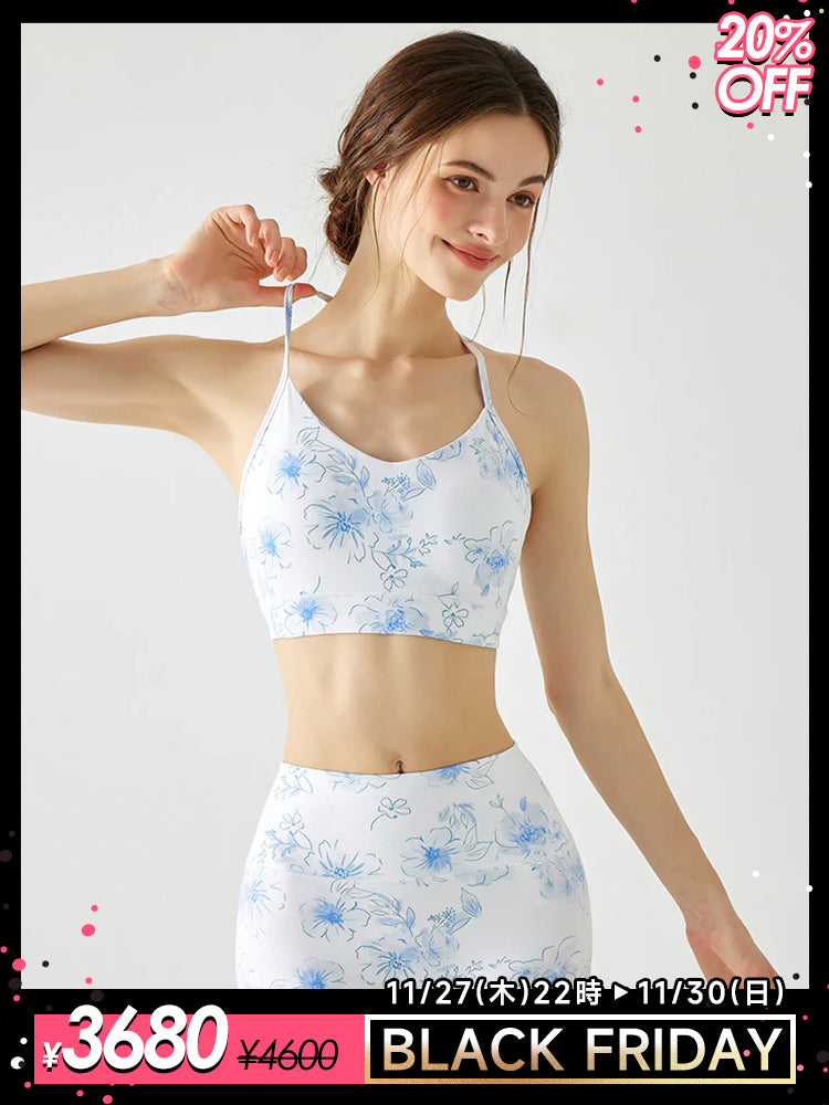 花柄 背中見せ ホルターネック ブラトップ