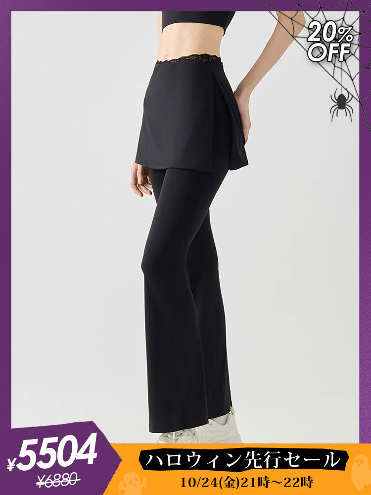 レース フレア スカート付きレギンス