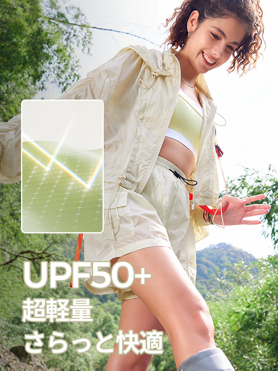 UVカット 軽量 ジップアップ パーカ UPF50+