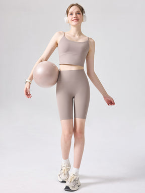 N66LYCRA®素材 ハイウエスト 美尻 ヨガショート丈レギンス