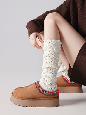 秋冬 ニット 透かし編みソックス