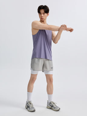 メンズ 2in1 ベンチレーション ポケット付き ショートパンツ