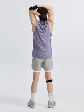 メンズ 2in1 ベンチレーション ポケット付き ショートパンツ