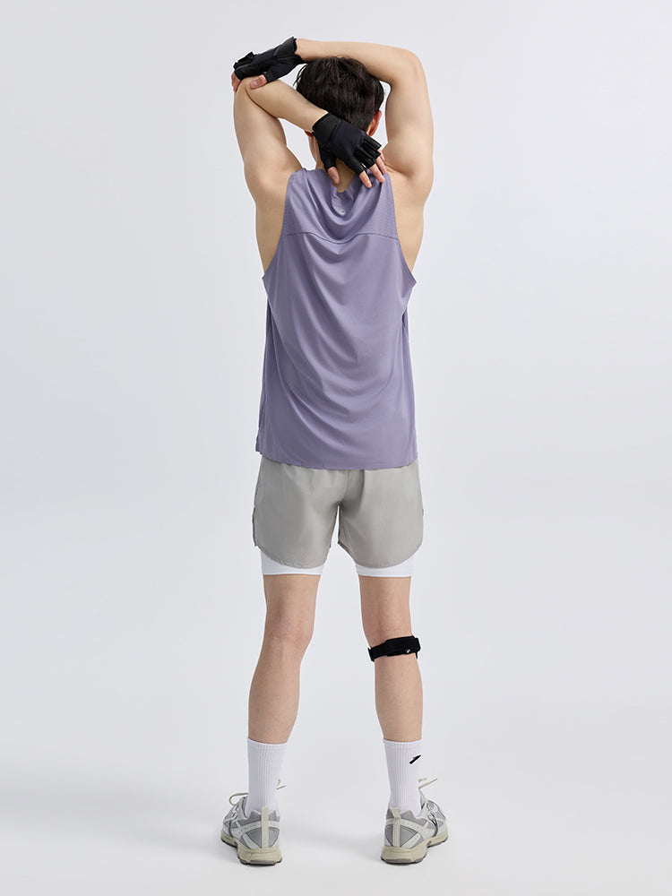 メンズ 2in1 ベンチレーション ポケット付き ショートパンツ