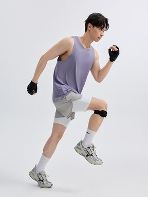 メンズ 2in1 ベンチレーション ポケット付き ショートパンツ