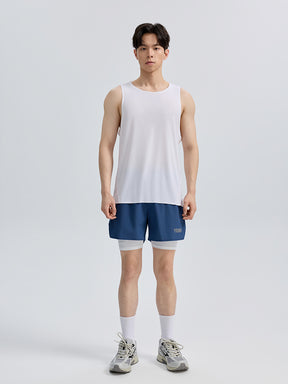 メンズ 2in1 ベンチレーション ポケット付き ショートパンツ