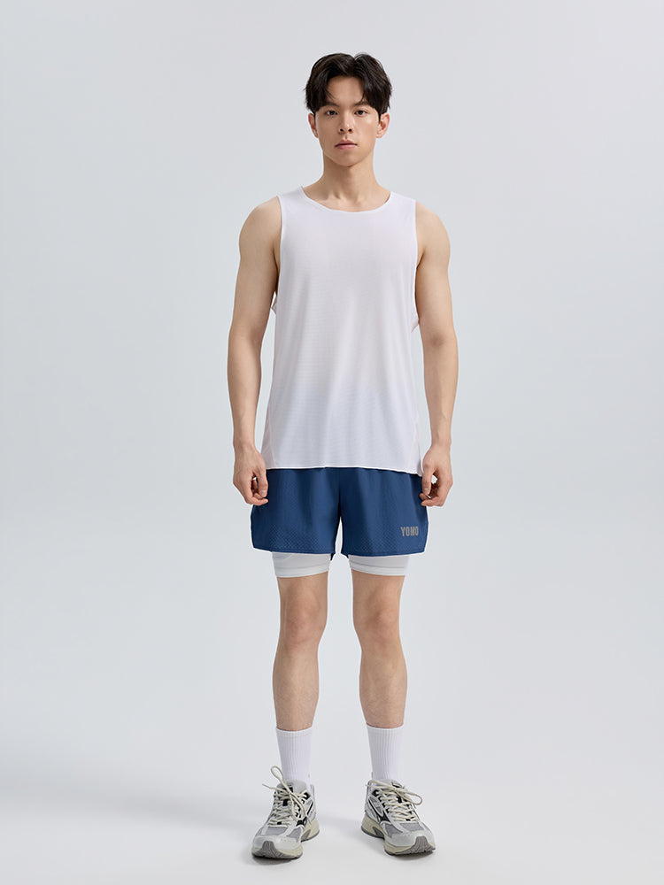 メンズ 2in1 ベンチレーション ポケット付き ショートパンツ