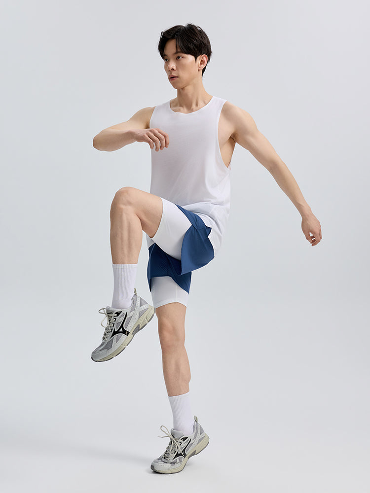 メンズ 2in1 ベンチレーション ポケット付き ショートパンツ