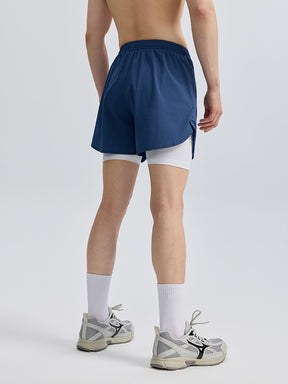 メンズ 2in1 ベンチレーション ポケット付き ショートパンツ