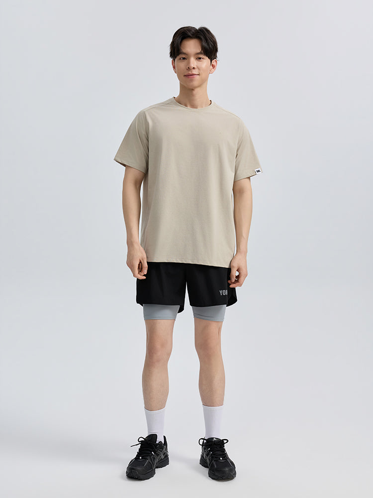 メンズ 2in1 メンズ ポケット付き ショートパンツ