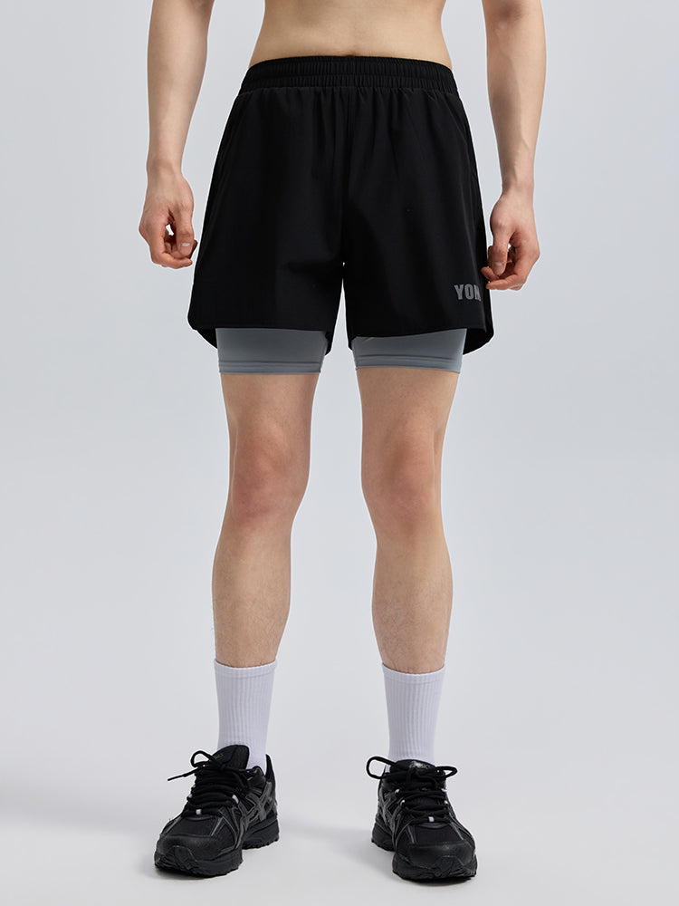 メンズ 2in1 メンズ ポケット付き ショートパンツ