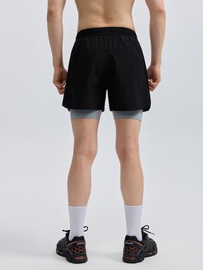 メンズ 2in1 メンズ ポケット付き ショートパンツ