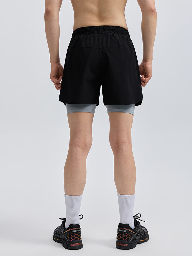 メンズ 2in1 メンズ ポケット付き ショートパンツ