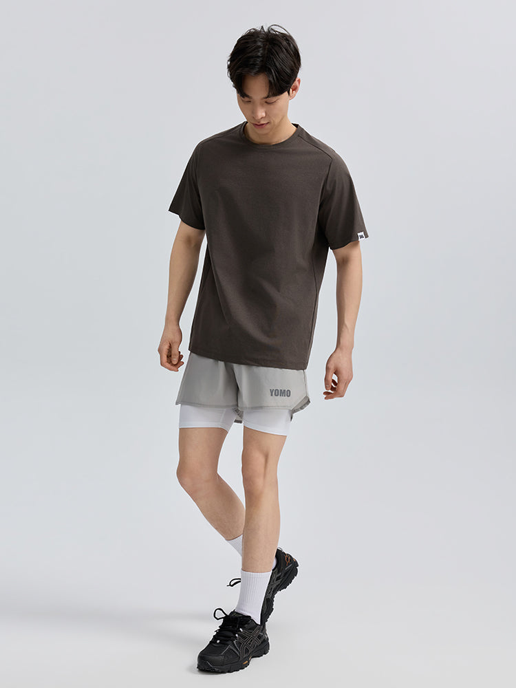 メンズ 2in1 メンズ ポケット付き ショートパンツ