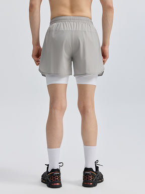 メンズ 2in1 メンズ ポケット付き ショートパンツ