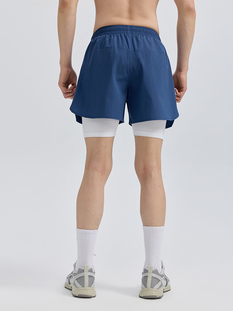 メンズ 2in1 メンズ ポケット付き ショートパンツ