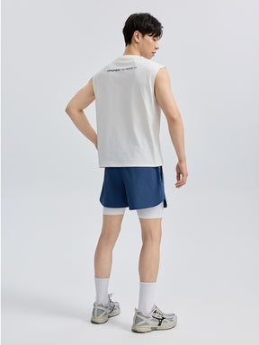 メンズ 2in1 メンズ ポケット付き ショートパンツ