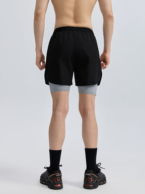 メンズ 2in1 ベンチレーション ポケット付き ショートパンツ