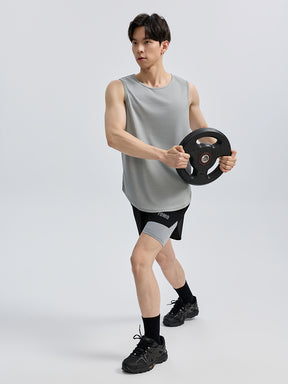 メンズ 2in1 ベンチレーション ポケット付き ショートパンツ