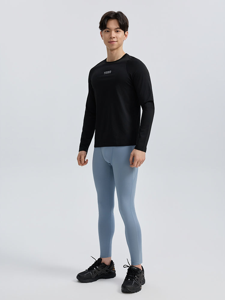 メンズ 速乾 クルーネック ラグランスリーブ長袖