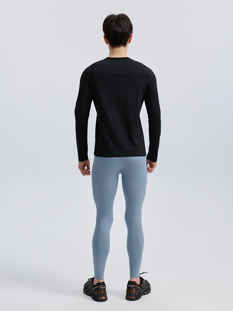 メンズ 速乾 クルーネック ラグランスリーブ長袖