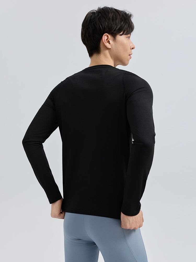 メンズ 速乾 クルーネック ラグランスリーブ長袖