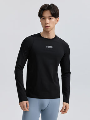メンズ 速乾 クルーネック ラグランスリーブ長袖