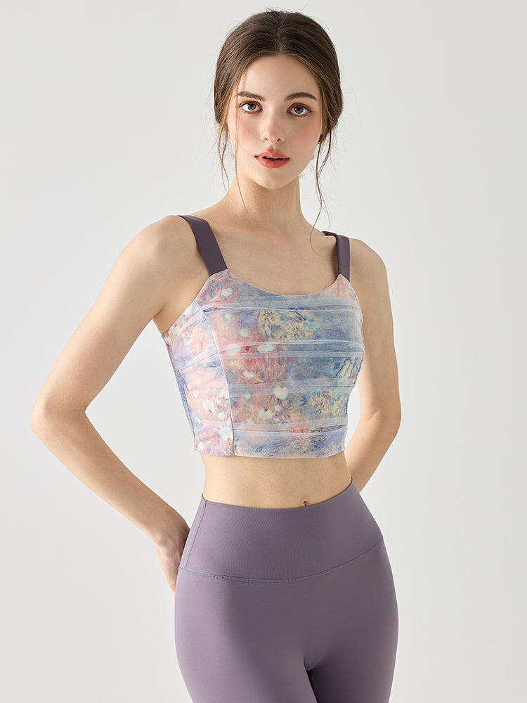 メッシュ タイダイ柄 パッド付きブラトップ
