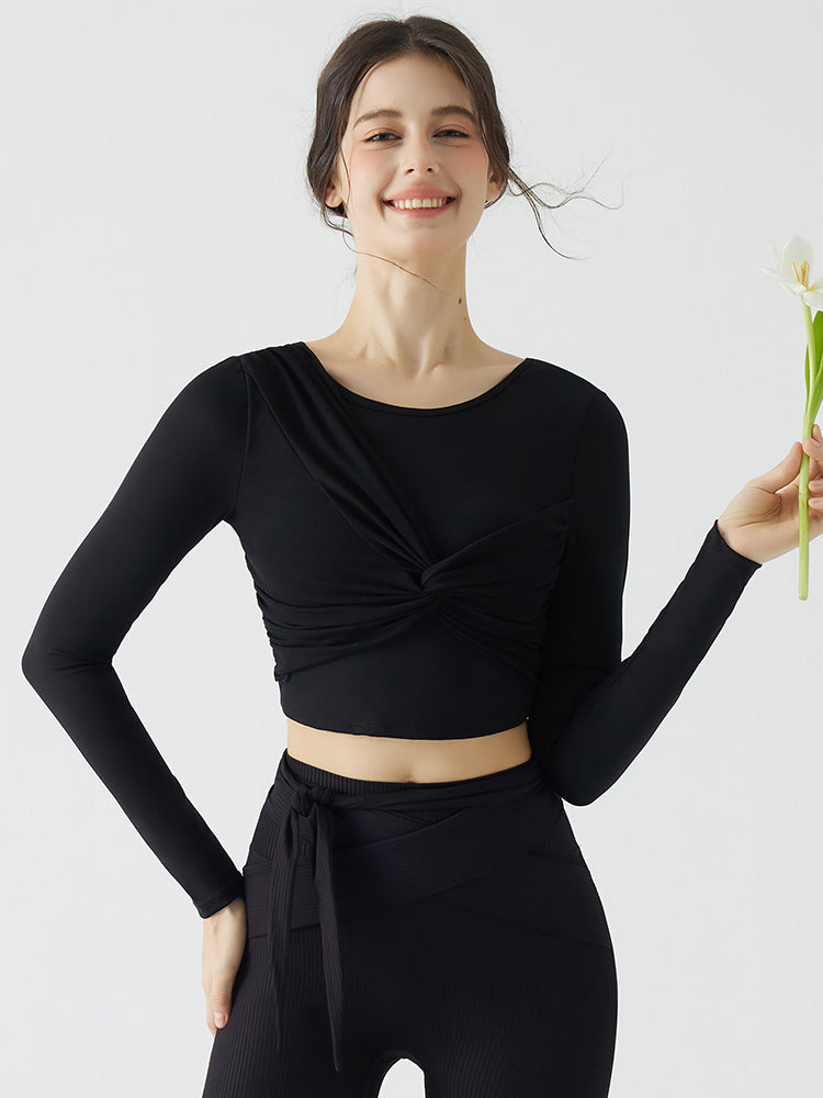 背中見せ 蝶結び風 長袖 パッド付き