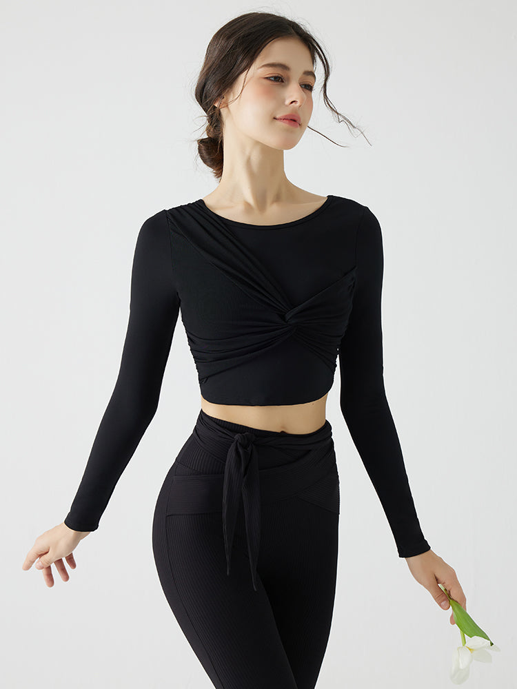 背中見せ 蝶結び風 長袖 パッド付き