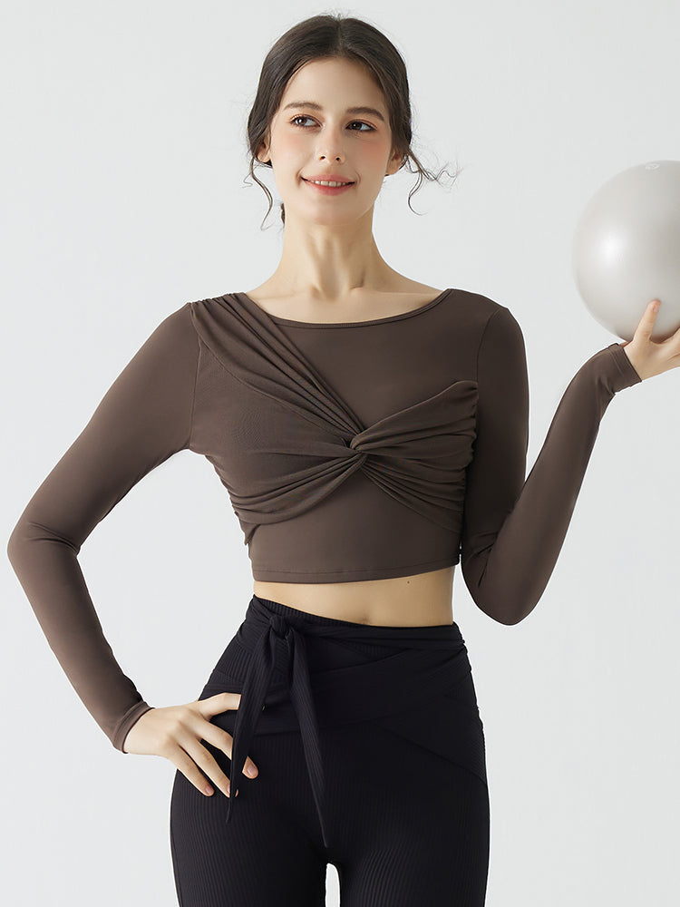 背中見せ 蝶結び風 長袖 パッド付き