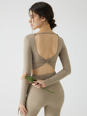 背中見せ 蝶結び風 長袖 パッド付き