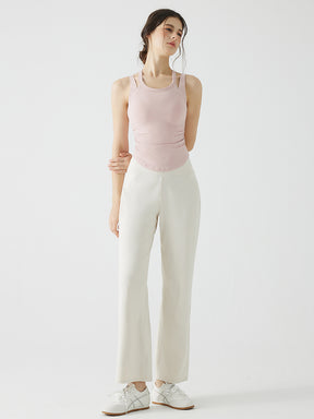 バックスタイル フェイクレイヤード スポーツブラ　