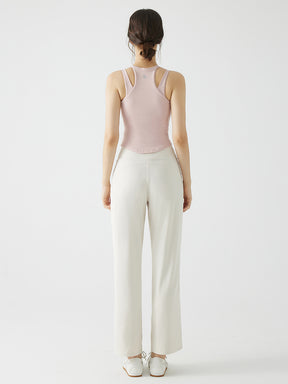 バックスタイル フェイクレイヤード スポーツブラ　