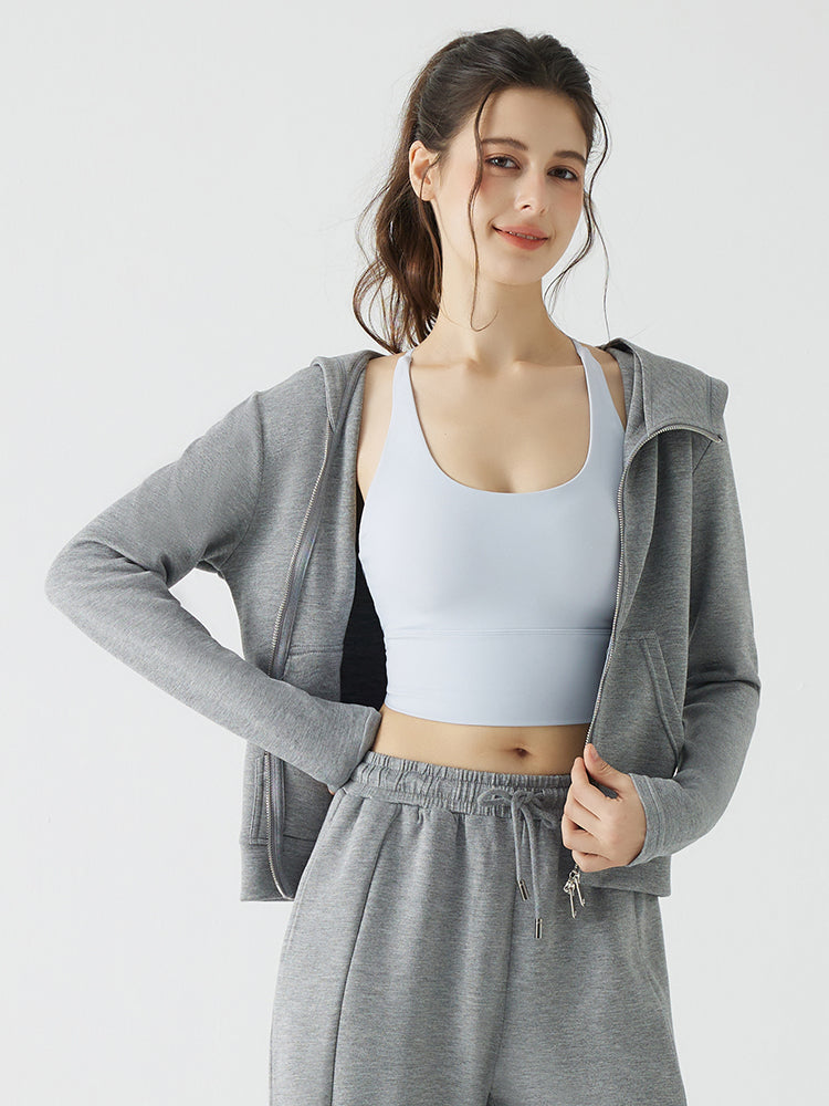 秋冬 ゆったり フード付き 斜めジップパーカ　