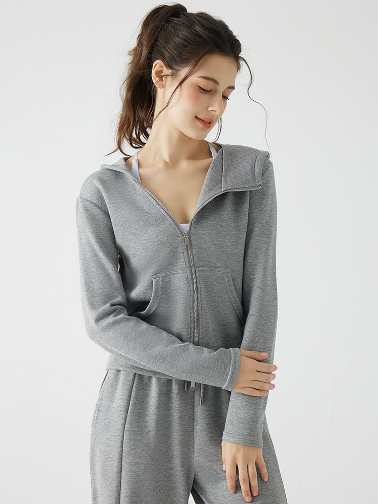 秋冬 ゆったり フード付き 斜めジップパーカ　