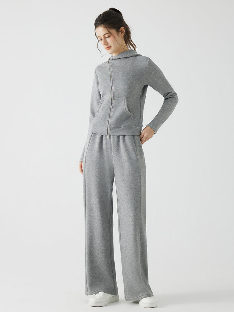 秋冬 ゆったり フード付き 斜めジップパーカ　